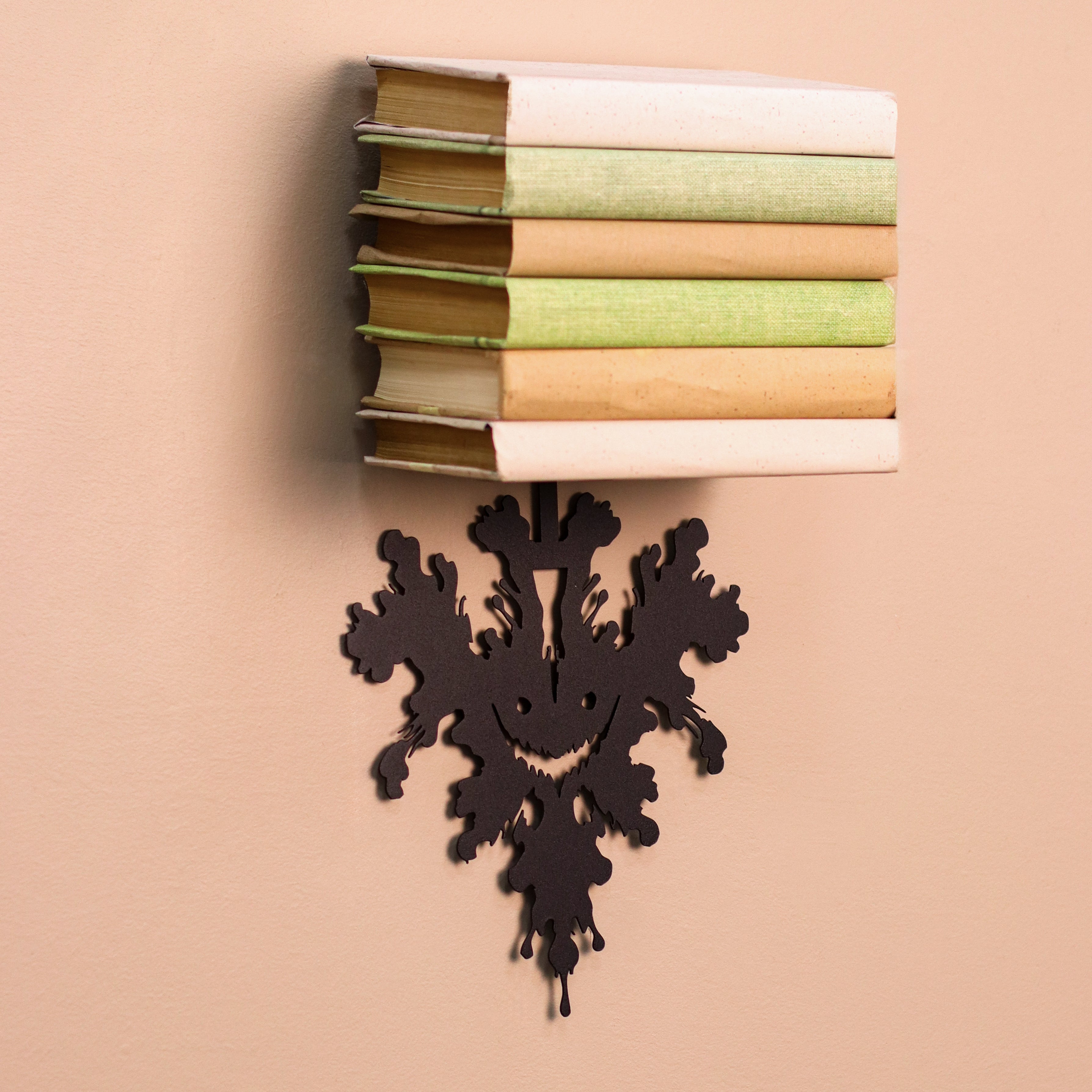 Gothic Metal Wall Shelf, Black Steel Bat Decor Shelf