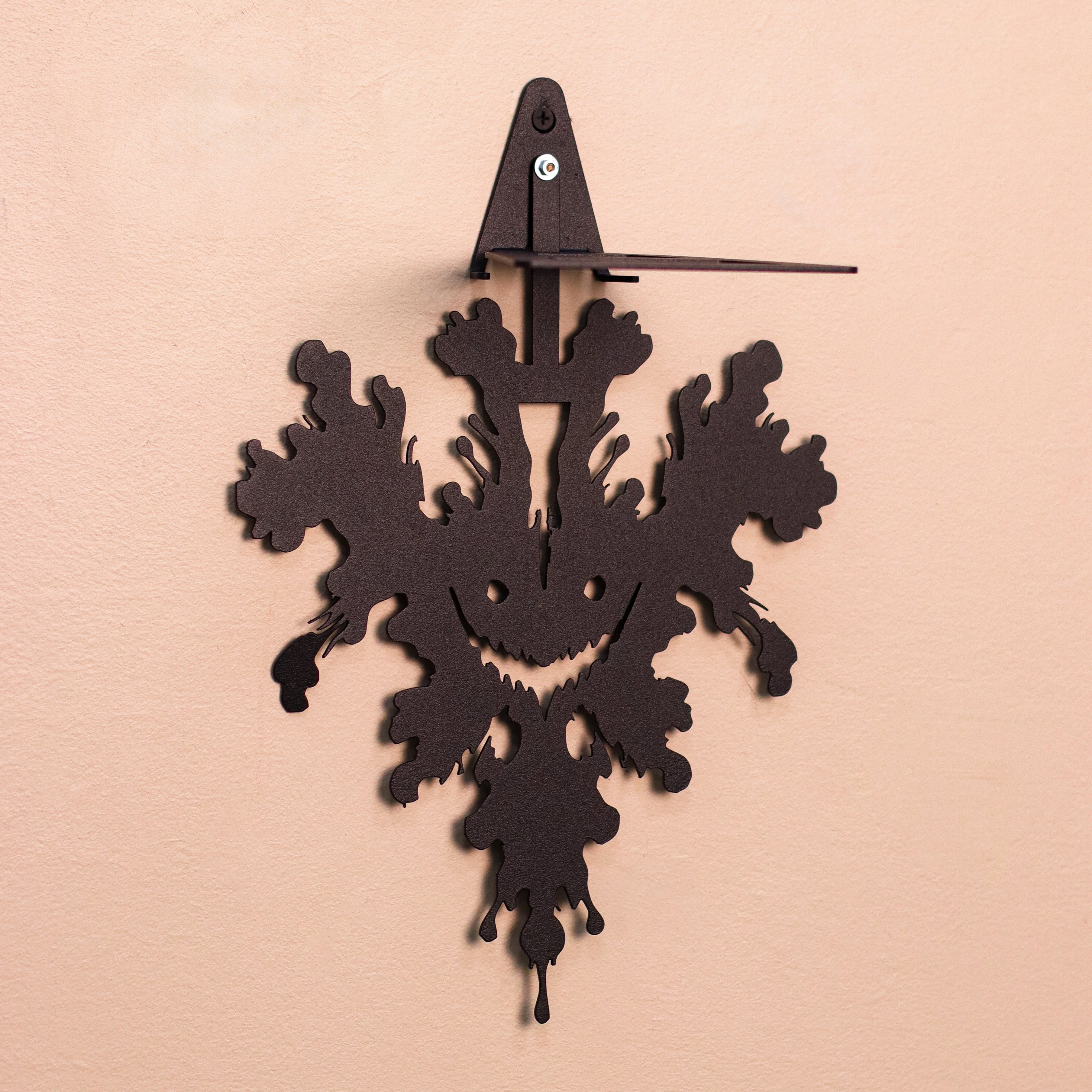 Gothic Metal Wall Shelf, Black Steel Bat Decor Shelf