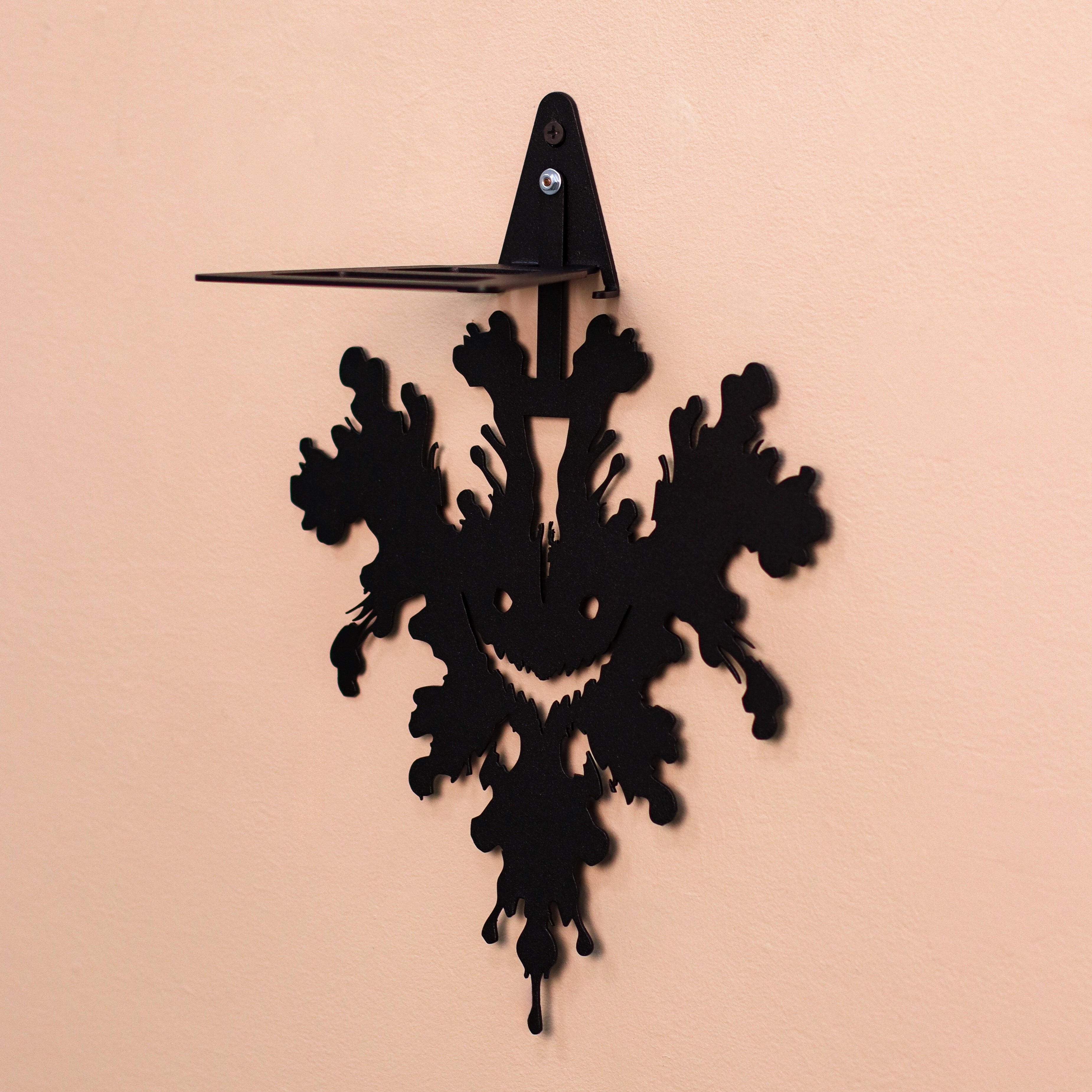 Gothic Metal Wall Shelf, Black Steel Bat Decor Shelf