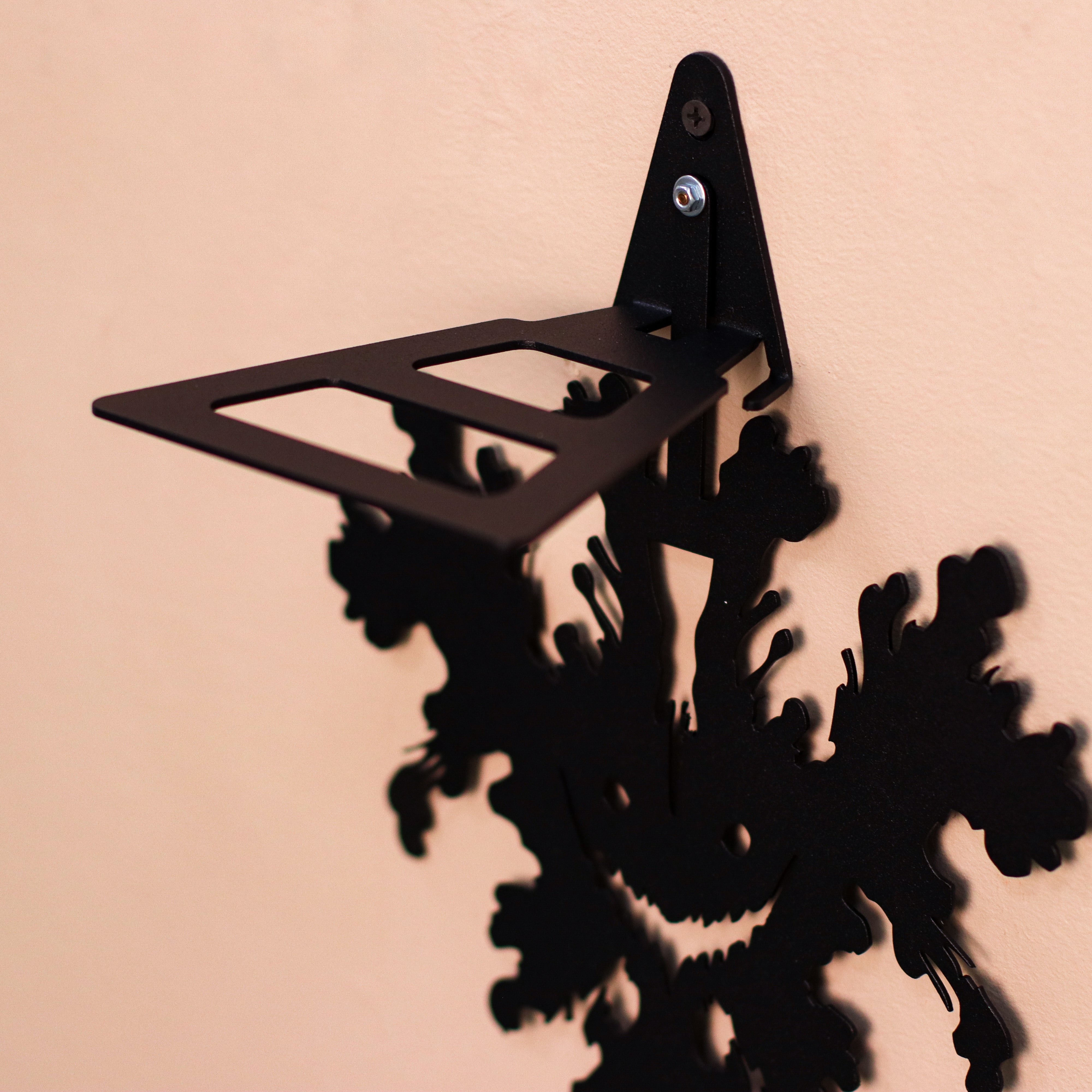 Gothic Metal Wall Shelf, Black Steel Bat Decor Shelf