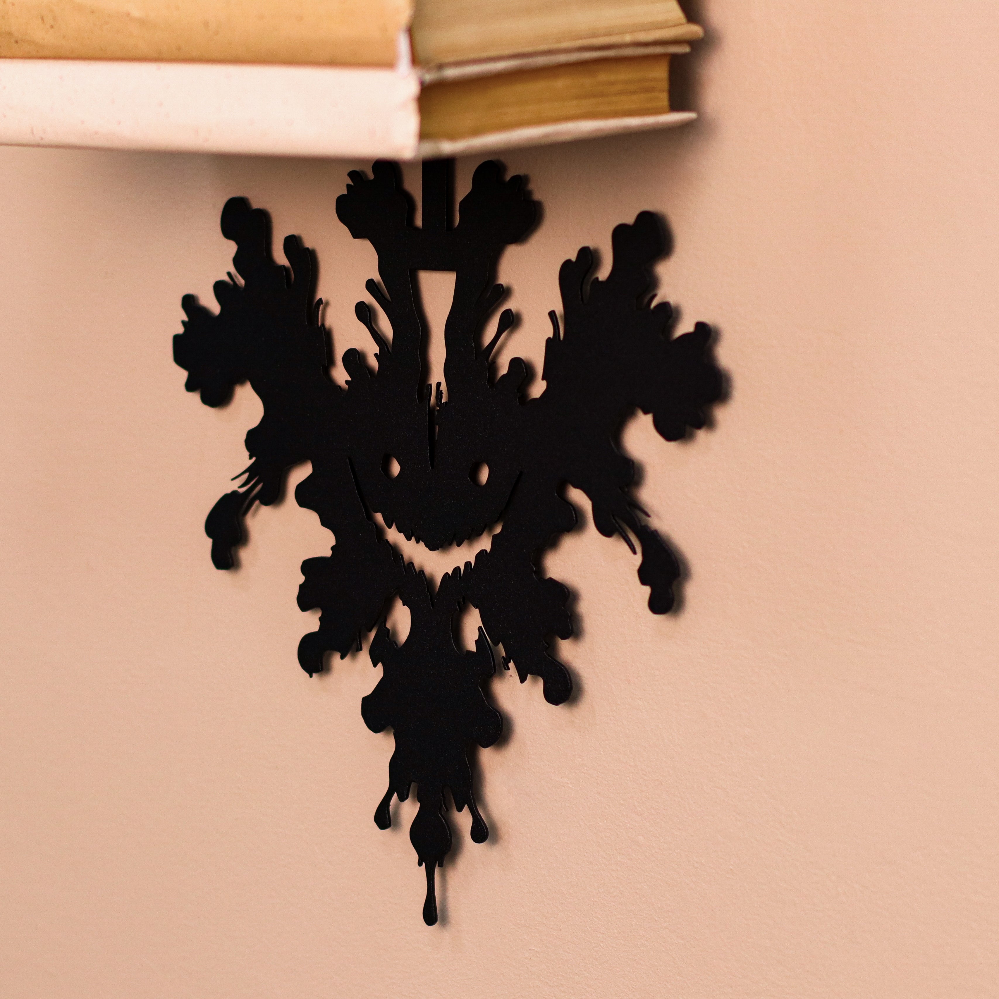 Gothic Metal Wall Shelf, Black Steel Bat Decor Shelf