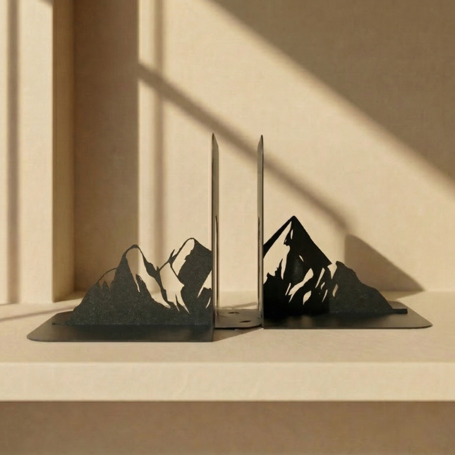 Metal Mountain Silhouette Bookends in Powder-Coated Steel - Metaloslav 