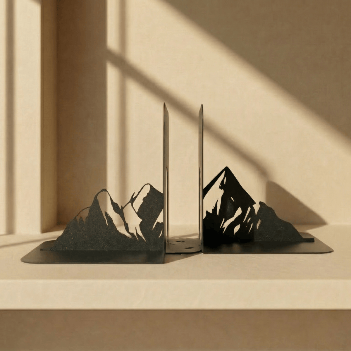 Metal Mountain Silhouette Bookends in Powder-Coated Steel - Metaloslav 