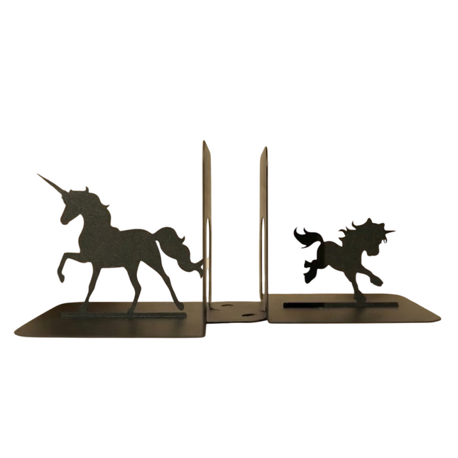 Unicorn Silhouette Metal Bookends in Powder-Coated Steel - Metaloslav 