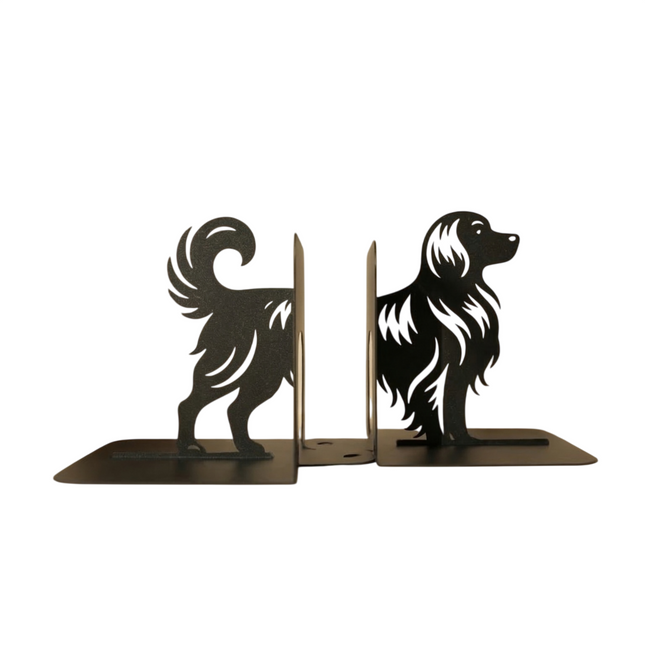 Dog Silhouette Metal Bookends in Powder-Coated Steel - Metaloslav 