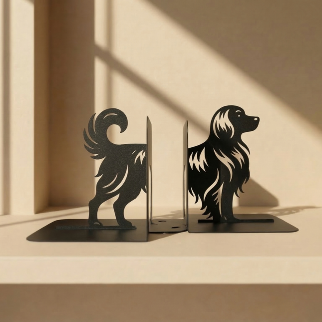 Dog Silhouette Metal Bookends in Powder-Coated Steel - Metaloslav 
