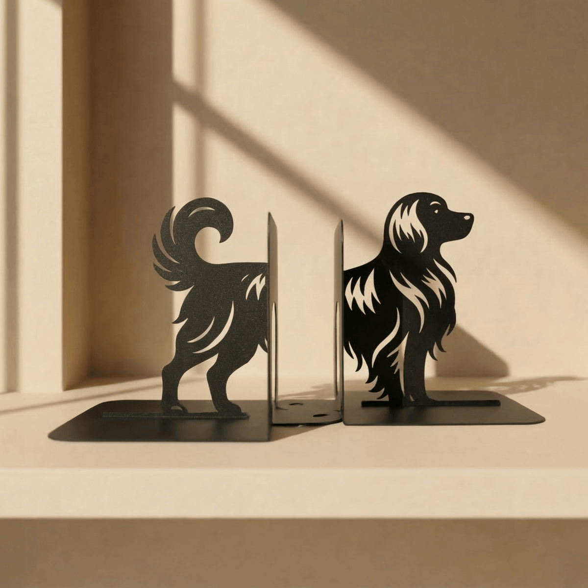 Dog Silhouette Metal Bookends in Powder-Coated Steel - Metaloslav 