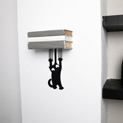 Hanging Cat Metal Invisible Bookshelf Wall Mounted Steel Shelf - Metaloslav 