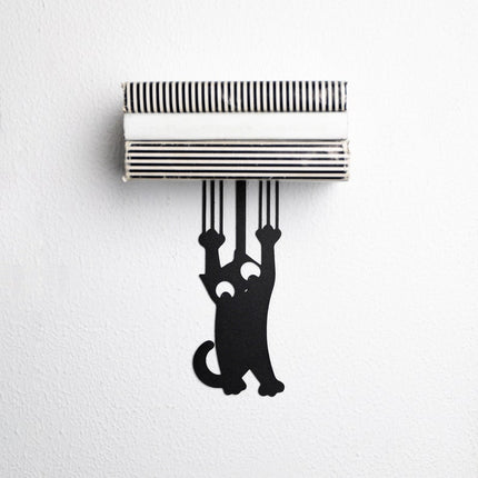 Hanging Cat Metal Invisible Bookshelf Wall Mounted Steel Shelf - Metaloslav 