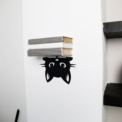 Cat Face Metal Invisible Bookshelf Wall Mounted Steel Shelf - Metaloslav 