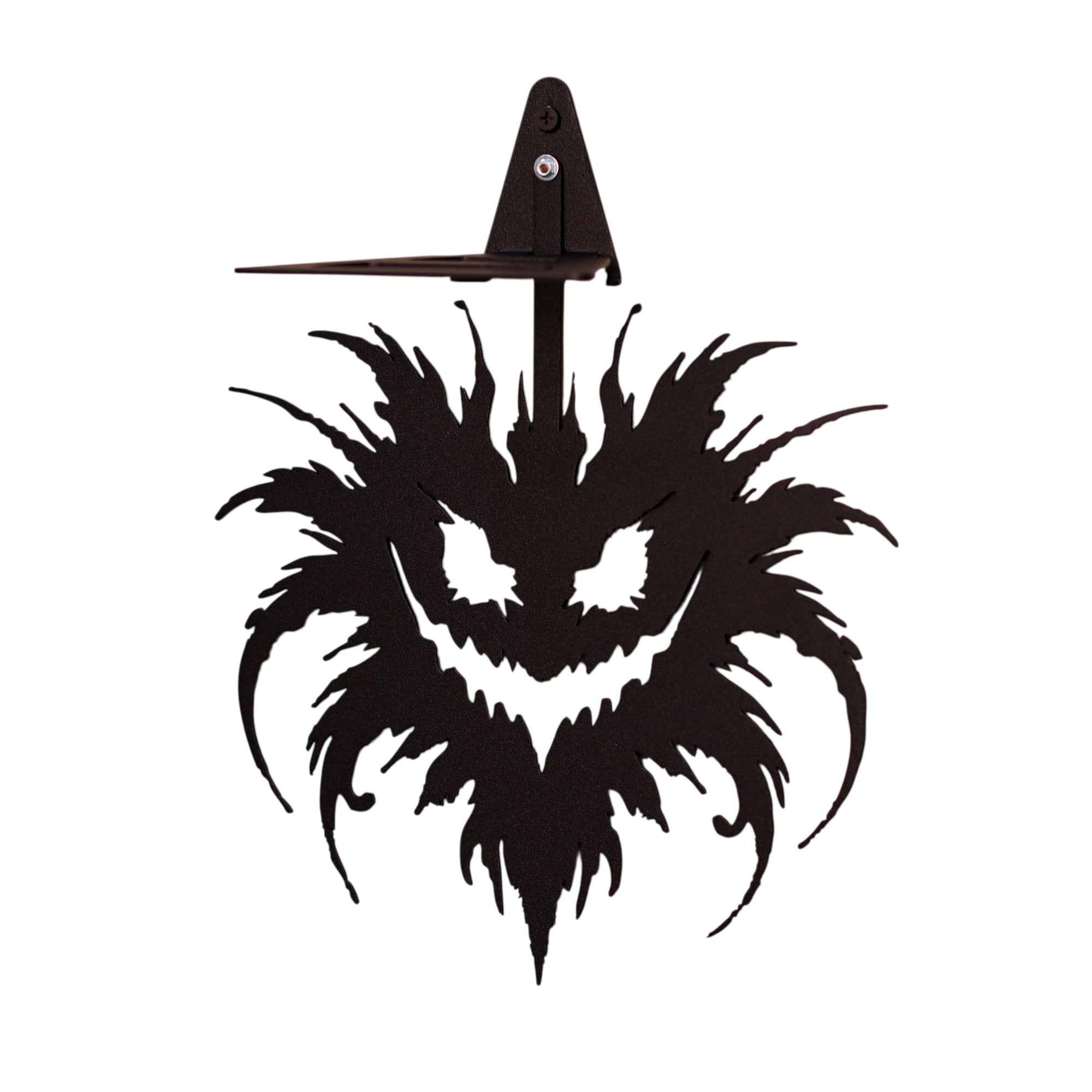Gothic monster black metal wall shelf with fantasy creature silhouette handmade steel decor