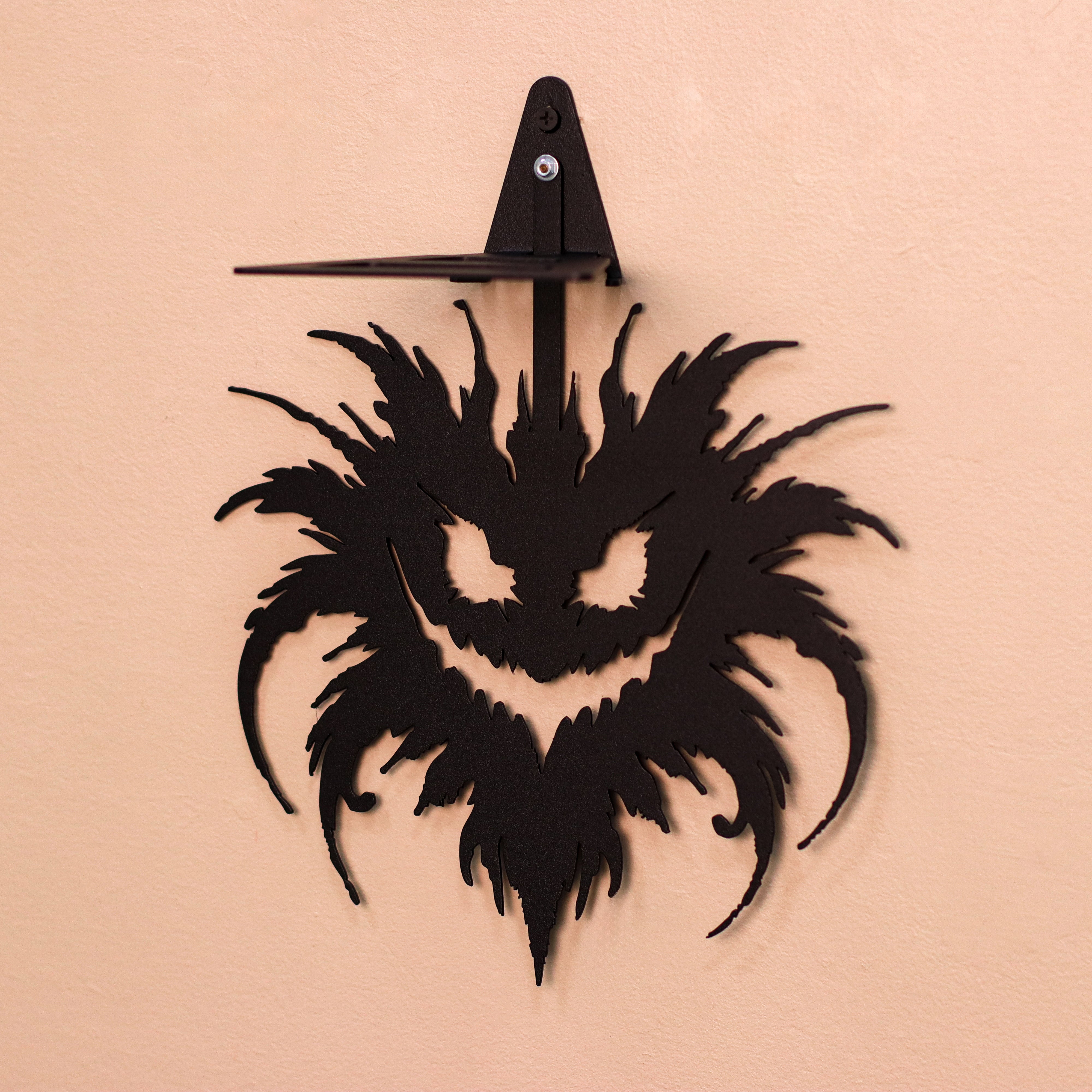 Gothic Monster Metal Wall Shelf, Black Steel Fantasy Wall Decor