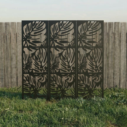 Tropical Leaf Metal Privacy Screen Panel Set Outdoor Divider - Metaloslav 