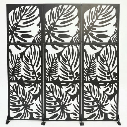 Tropical Leaf Metal Privacy Screen Panel Set Outdoor Divider - Metaloslav 