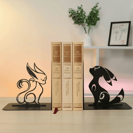 Metal Bookends – Modern Fantasy Steel Book Holder for Shelves