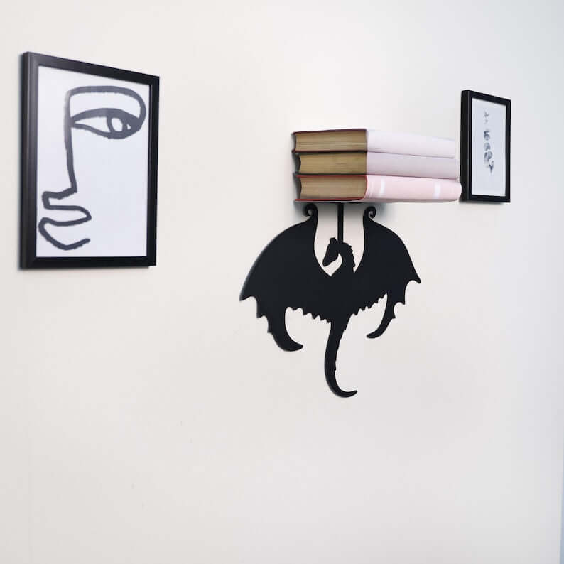 Dragon Invisible Bookshelf Wall Mount Steel Floating Book Holder - Metaloslav 