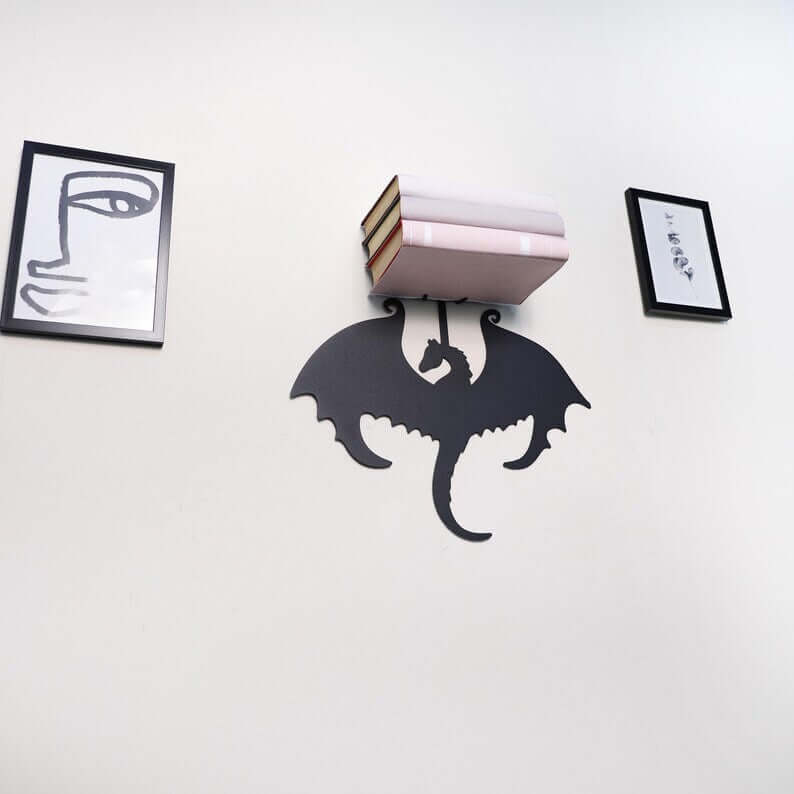 Dragon Invisible Bookshelf Wall Mount Steel Floating Book Holder - Metaloslav 