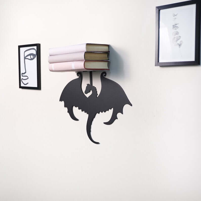 Dragon Invisible Bookshelf Wall Mount Steel Floating Book Holder - Metaloslav 