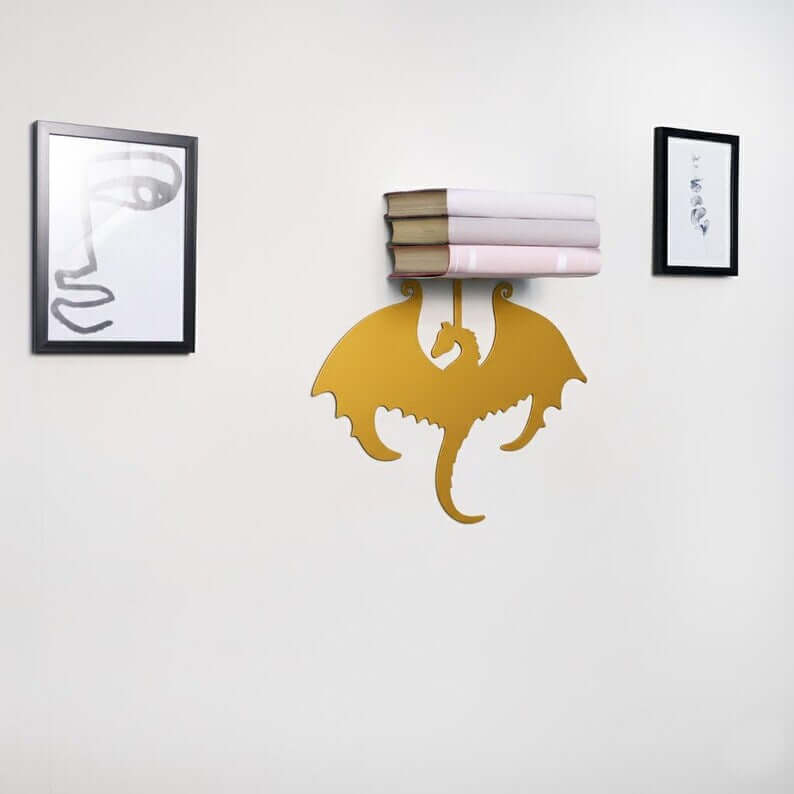 Dragon Invisible Bookshelf Wall Mount Steel Floating Book Holder - Metaloslav 
