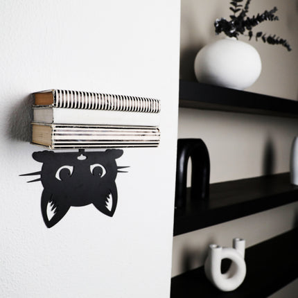 Cat Face Metal Invisible Bookshelf Wall Mounted Steel Shelf - Metaloslav 