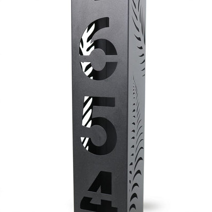 Custom Metal Address Pillar with House Numbers and Garden Light