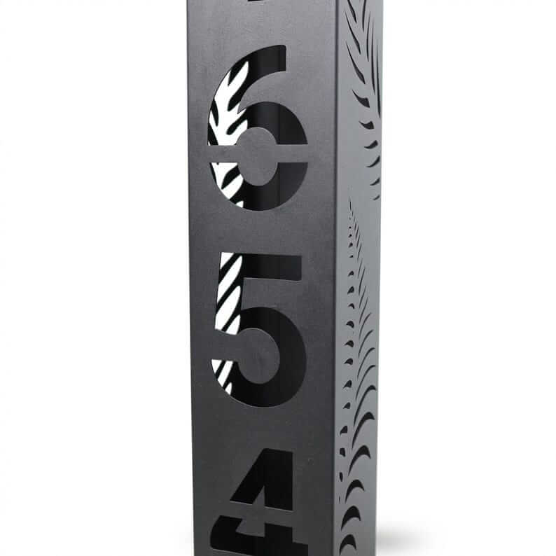 Custom Metal Address Pillar with House Numbers and Garden Light - Metaloslav 