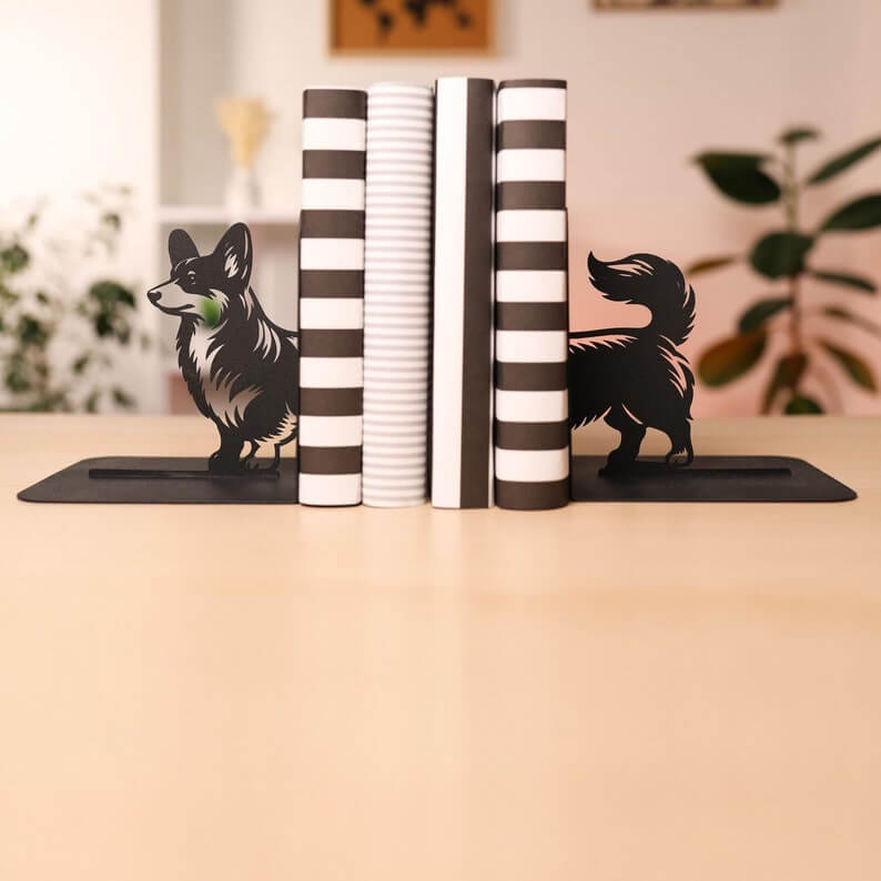 Corgi Dog Metal Bookends Set Powder Coated Steel - Metaloslav 