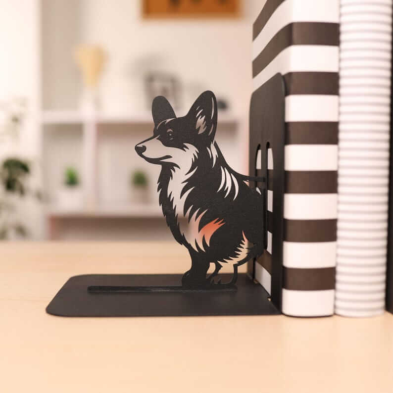 Corgi Dog Metal Bookends Set Powder Coated Steel - Metaloslav 