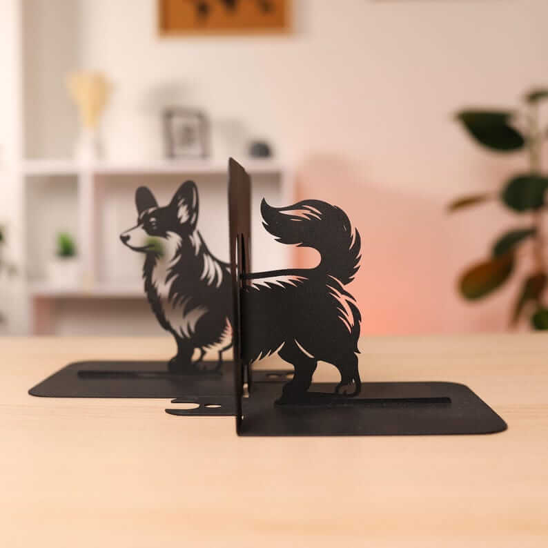Corgi Dog Metal Bookends Set Powder Coated Steel - Metaloslav 