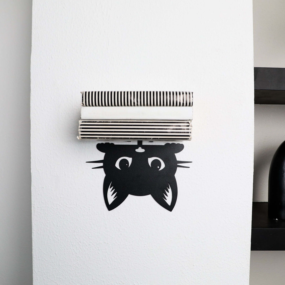 Cat Face Metal Invisible Bookshelf Wall Mounted Steel Shelf - Metaloslav 