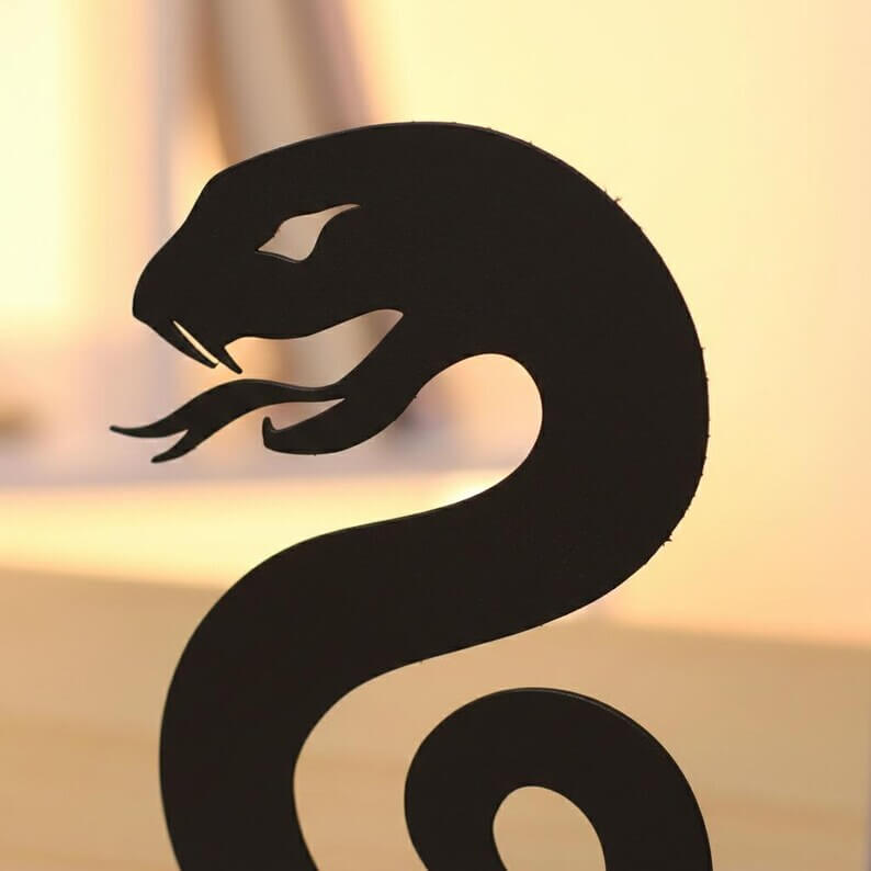 Snake and Wizard Hat Metal Bookends Set Steel Shelf Holders - Metaloslav 