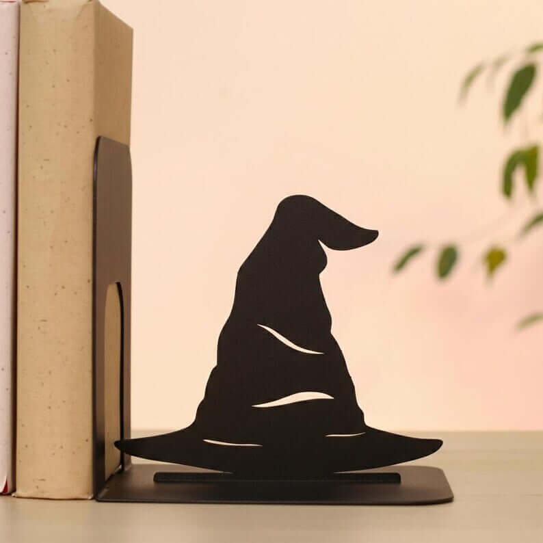 Snake and Wizard Hat Metal Bookends Set Steel Shelf Holders - Metaloslav 