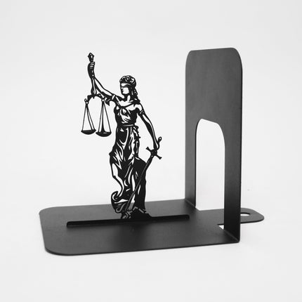 Metal Bookends Pair with Lady Justice Femida Silhouette Legal Design