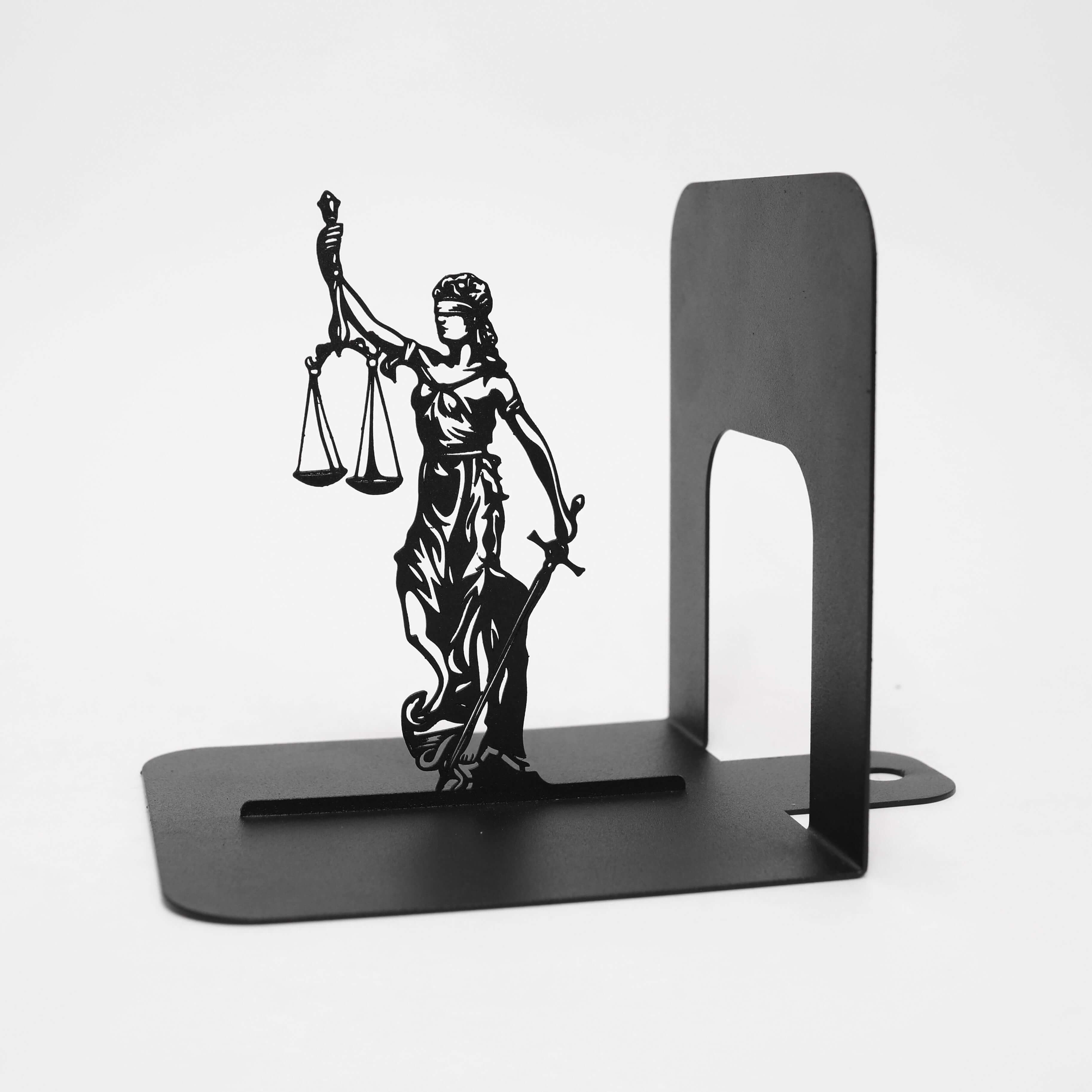 Metal Bookends Pair with Lady Justice Femida Silhouette Legal Design - Metaloslav 