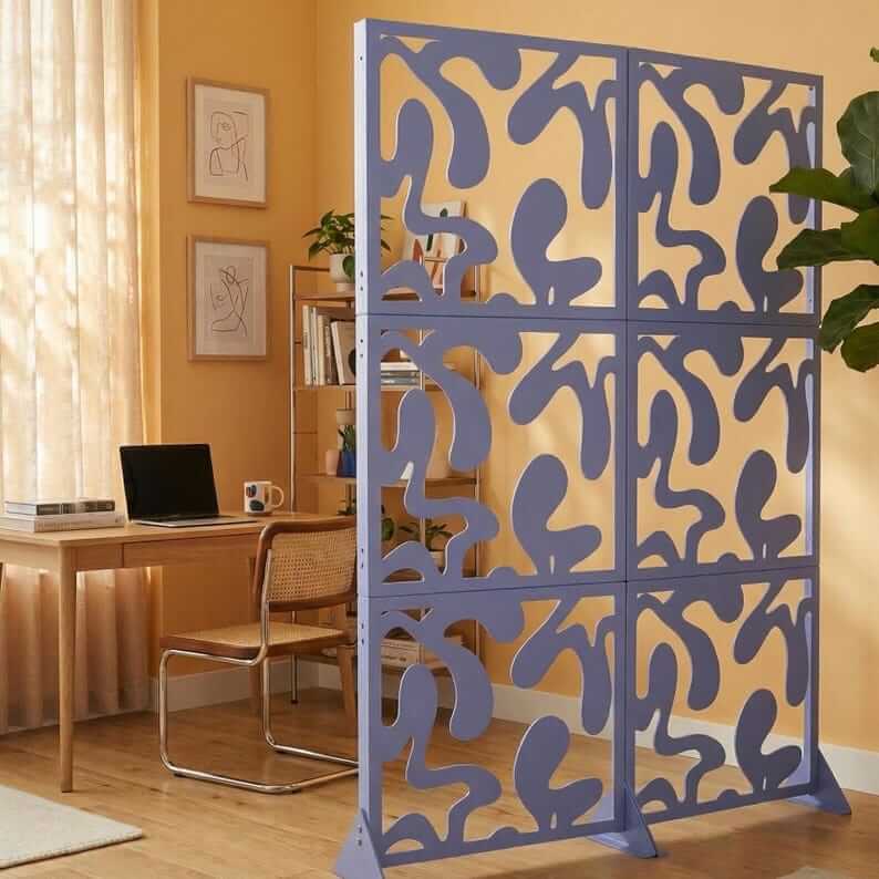 Abstract Organic Pattern Metal Privacy Screen Panel Set Divider - Metaloslav 