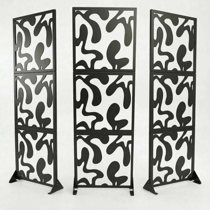 Abstract Organic Pattern Metal Privacy Screen Panel Set Divider - Metaloslav 