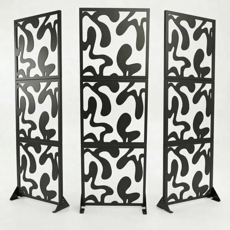Abstract Organic Pattern Metal Privacy Screen Panel Set Divider - Metaloslav 