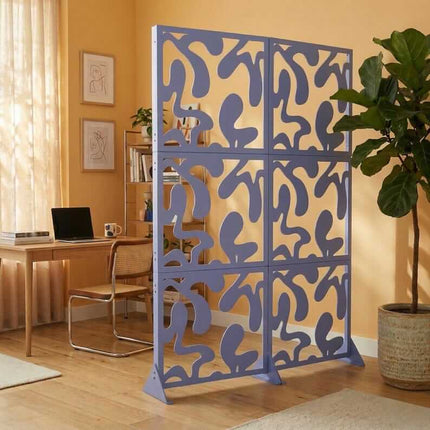 Abstract Organic Pattern Metal Privacy Screen Panel Set Divider - Metaloslav 