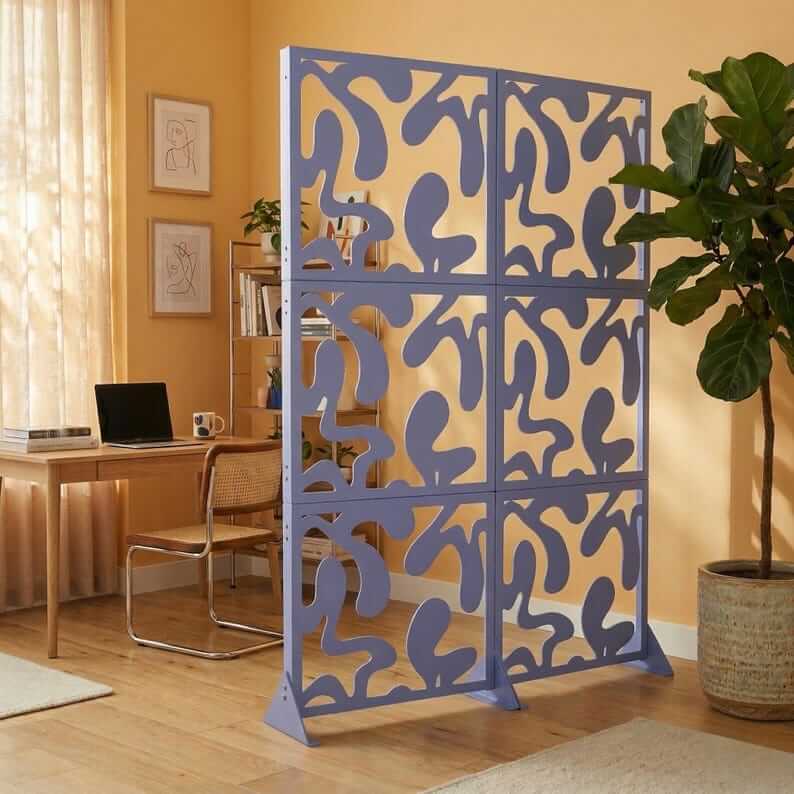 Abstract Organic Pattern Metal Privacy Screen Panel Set Divider - Metaloslav 