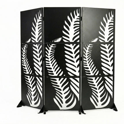 Botanical Leaf Metal Privacy Screen Panel Set Outdoor Divider