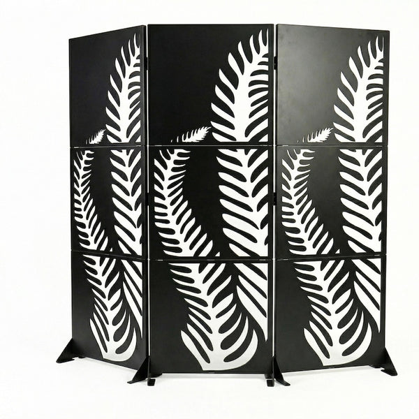Botanical Leaf Metal Privacy Screen Panel Set Outdoor Divider
