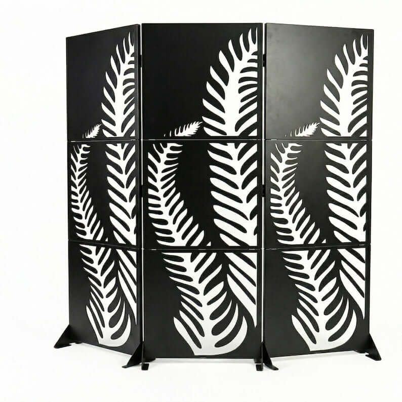 Botanical Leaf Metal Privacy Screen Panel Set Outdoor Divider - Metaloslav 