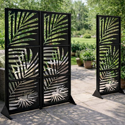 Botanical Metal Privacy Screen Panel Set with Laser Cut Pattern - Metaloslav 