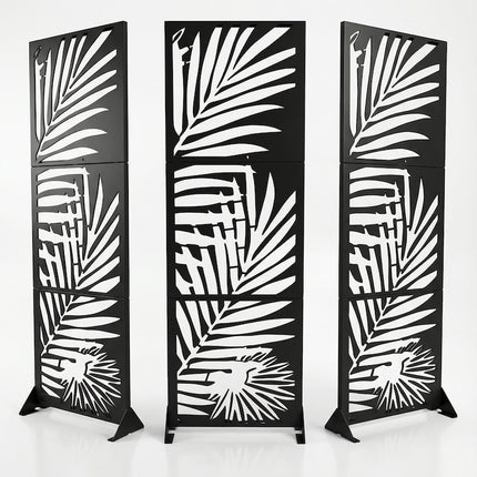 Botanical Metal Privacy Screen Panel Set with Laser Cut Pattern - Metaloslav 