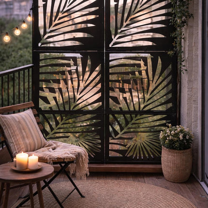 Botanical Metal Privacy Screen Panel Set with Laser Cut Pattern - Metaloslav 