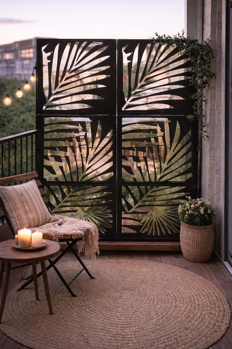 Botanical Metal Privacy Screen Panel Set with Laser Cut Pattern - Metaloslav 