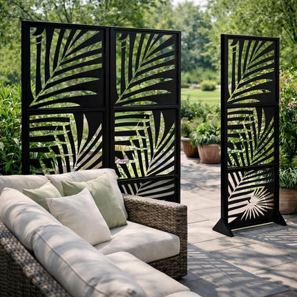 Botanical Metal Privacy Screen Panel Set with Laser Cut Pattern - Metaloslav 