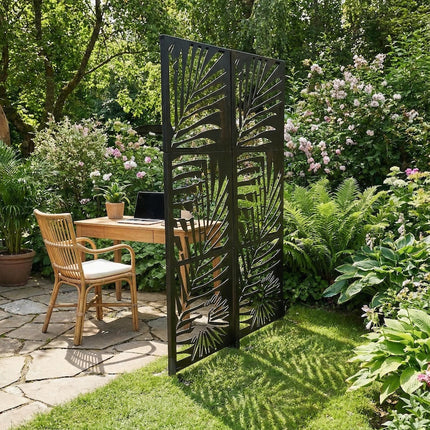 Botanical Metal Privacy Screen Panel Set with Laser Cut Pattern - Metaloslav 
