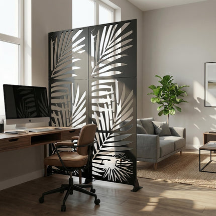 Botanical Metal Privacy Screen Panel Set with Laser Cut Pattern - Metaloslav 