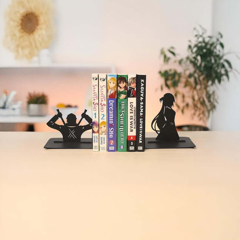 Manga Character Metal Bookends Set Powder Coated Steel - Metaloslav 